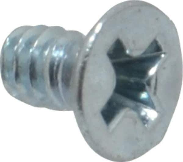 Value Collection - #6-32 UNC, 1/4" OAL Phillips Drive Machine Screw - Flat Head, Grade 2 Steel, Zinc-Plated Finish, Without Washer - Eagle Tool & Supply
