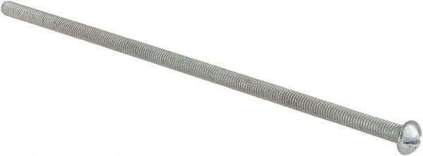 Value Collection - #10-32 UNF, 6" Length Under Head Slotted Drive Machine Screw - Round Head, Grade J82 Steel, Zinc-Plated Finish, Without Washer - Eagle Tool & Supply