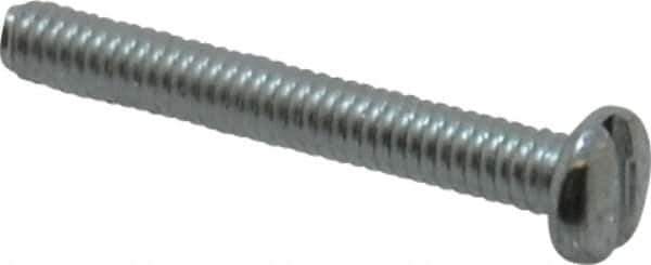 Value Collection - #8-32 UNC, 1-1/4" Length Under Head Slotted Drive Machine Screw - Pan Head, Grade J82 Steel, Zinc-Plated Finish, Without Washer - Eagle Tool & Supply