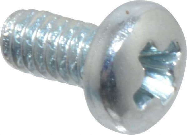 Value Collection - #2-56 UNC, 3/16" Length Under Head Phillips Drive Machine Screw - Pan Head, Grade J82 Steel, Zinc-Plated Finish, Without Washer - Eagle Tool & Supply
