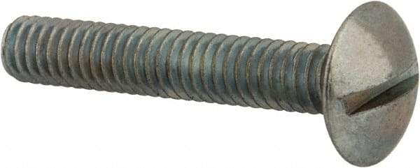 Value Collection - #8-32 UNC, 1" Length Under Head Slotted Drive Machine Screw - Truss Head, Grade 2 Steel, Zinc-Plated Finish, Without Washer - Eagle Tool & Supply