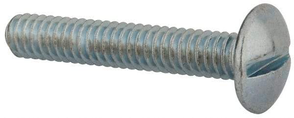 Value Collection - 1/4-20 UNC, 1-1/2" Length Under Head Slotted Drive Machine Screw - Truss Head, Grade J82 Steel, Zinc-Plated Finish, Without Washer - Eagle Tool & Supply