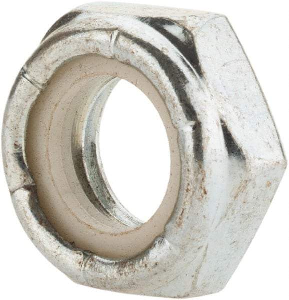 Value Collection - 9/16-12 UNC Grade 2 Hex Jam Lock Nut with Nylon Insert - 7/8" Width Across Flats, 23/64" High, Zinc-Plated Finish - Eagle Tool & Supply
