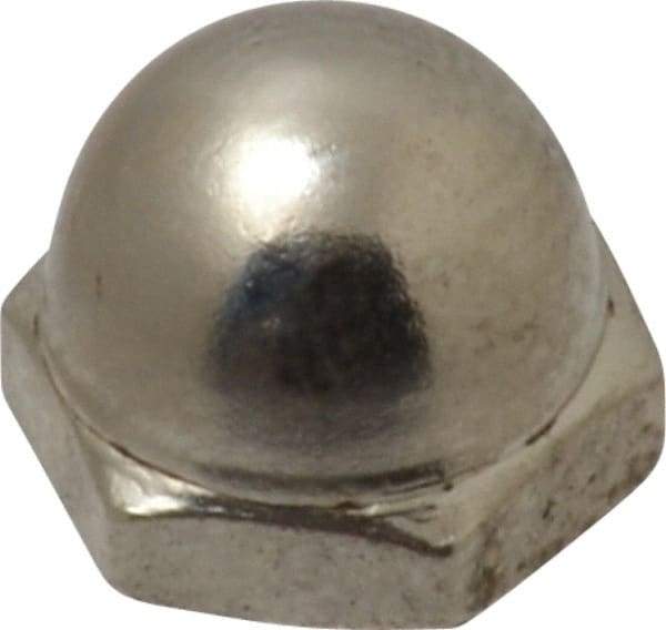 Value Collection - #10-32 UNF, 3/8" Width Across Flats, Nickel Plated, Steel Acorn Nut - 11/32" Overall Height, Grade 2 - Eagle Tool & Supply