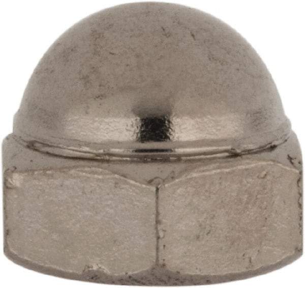 Value Collection - 1/4-28" UNF, 7/16" Width Across Flats, Nickel Plated, Steel Acorn Nut - 21/64" Overall Height, Grade 2 - Eagle Tool & Supply