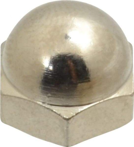 Value Collection - 1/4-28" UNF, 7/16" Width Across Flats, Nickel Plated, Brass Acorn Nut - 21/64" Overall Height - Eagle Tool & Supply