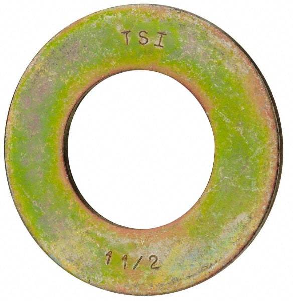 Value Collection - 1-1/2" Screw, Grade 8 Steel SAE Flat Washer - 1-9/16" ID x 3" OD, 5/32" Thick, Zinc Yellow Dichromate Finish - Eagle Tool & Supply