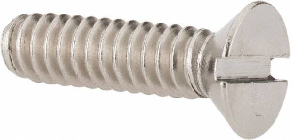 Value Collection - #10-24 UNC, 3/4" OAL Slotted Drive Machine Screw - Flat Head, Grade 18-8 Stainless Steel, Uncoated, Without Washer - Eagle Tool & Supply