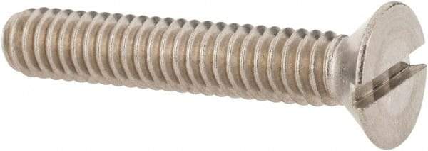 Value Collection - 1/4-20 UNC, 1-1/2" OAL Slotted Drive Machine Screw - Flat Head, Grade 18-8 Stainless Steel, Uncoated, Without Washer - Eagle Tool & Supply