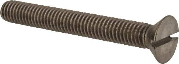 Value Collection - 3/8-16 UNC, 3" OAL Slotted Drive Machine Screw - Flat Head, Grade 18-8 Stainless Steel, Uncoated, Without Washer - Eagle Tool & Supply