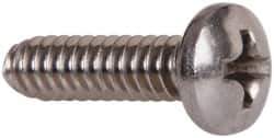 Value Collection - #6-32 UNC, 1/2" Length Under Head Phillips Drive Machine Screw - Pan Head, Grade 18-8 Stainless Steel, Uncoated, Without Washer - Eagle Tool & Supply