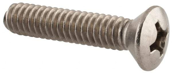 Value Collection - 1/4-20 UNC, 1-1/4" OAL Phillips Drive Machine Screw - Oval Head, Grade 18-8 Stainless Steel, Uncoated, Without Washer - Eagle Tool & Supply
