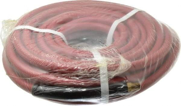 Made in USA - 1/4" ID x 1/2" OD 50' Long Multipurpose Air Hose - MNPT x MNPT Ends, 300 Working psi, 1/4" Fitting, Red - Eagle Tool & Supply