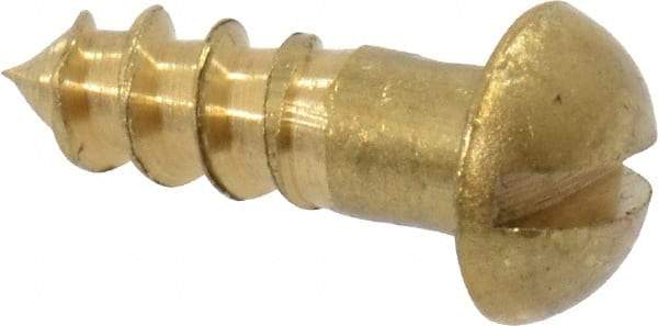 Value Collection - #4, 3/8" Length Under Head, Slotted Drive, Round Head Wood Screw - ASME B18.6.1, Brass - Eagle Tool & Supply