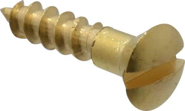 Value Collection - #4, 1/2" Length Under Head, Slotted Drive, Oval Head Wood Screw - ASME B18.6.1, Brass - Eagle Tool & Supply