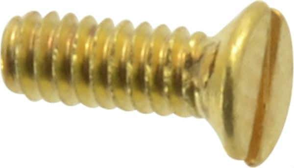 Value Collection - #2-56 UNC, 1/4" OAL Slotted Drive Machine Screw - Flat Head, Brass, Uncoated, Without Washer - Eagle Tool & Supply
