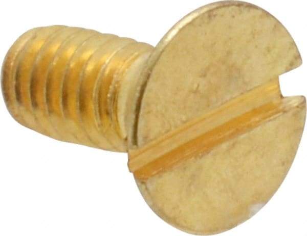 Value Collection - #8-32 UNC, 3/8" OAL Slotted Drive Machine Screw - Flat Head, Brass, Without Washer - Eagle Tool & Supply