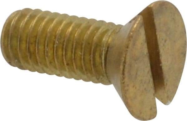 Value Collection - #10-32 UNF, 1/2" OAL Slotted Drive Machine Screw - Flat Head, Brass, Without Washer - Eagle Tool & Supply