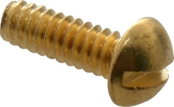 Value Collection - #2-56 UNC, 1/4" Length Under Head Slotted Drive Machine Screw - Round Head, Brass, Uncoated, Without Washer - Eagle Tool & Supply