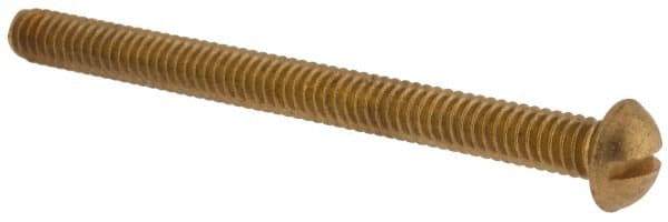 Value Collection - 1/4-20 UNC, 3" Length Under Head Slotted Drive Machine Screw - Round Head, Brass, Without Washer - Eagle Tool & Supply