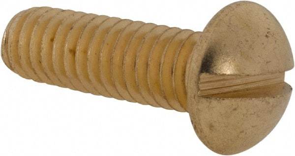 Value Collection - 5/16-18 UNC, 1" Length Under Head Slotted Drive Machine Screw - Round Head, Brass, Uncoated, Without Washer - Eagle Tool & Supply