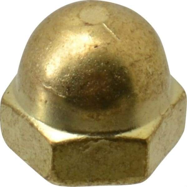 Value Collection - #8-32 UNC, 5/16" Width Across Flats, Uncoated, Brass Acorn Nut - 1/4" Overall Height - Eagle Tool & Supply