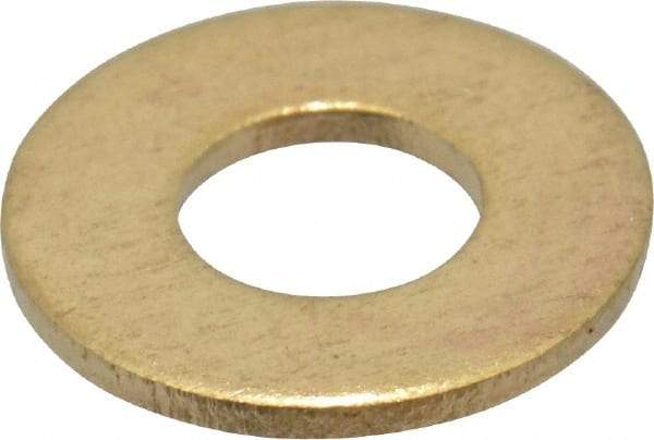 Value Collection - #8 Screw, Brass Standard Flat Washer - 0.172" ID x 3/8" OD, 0.032" Thick, Plain Finish - Eagle Tool & Supply