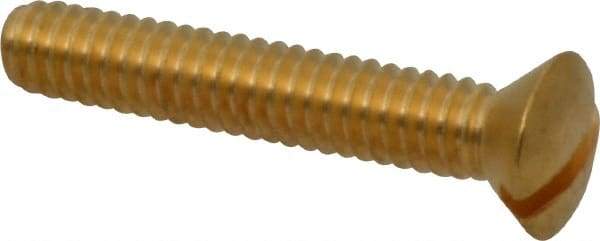 Value Collection - 1/4-20 UNC, 1-1/2" OAL Slotted Drive Machine Screw - Oval Head, Brass, Uncoated, Without Washer - Eagle Tool & Supply