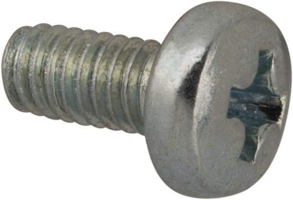 Value Collection - M2.5x0.45, 5mm Length Under Head Phillips Drive Machine Screw - Pan Head, Grade 4.8 Steel, Zinc-Plated Finish, Without Washer - Eagle Tool & Supply