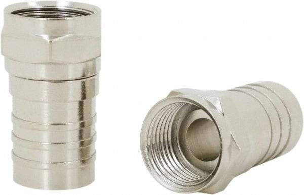 Ideal - Straight, F Type Twist On Coaxial Connector - Compatible with RG59, Brass Contact, Brass Body - Eagle Tool & Supply