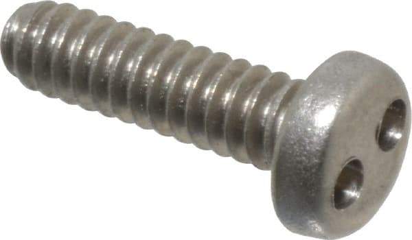 Made in USA - #6-32 UNC, 1/2" OAL Spanner Drive Machine Screw - Pan Head, Grade 18-8 Stainless Steel, Uncoated, Without Washer - Eagle Tool & Supply
