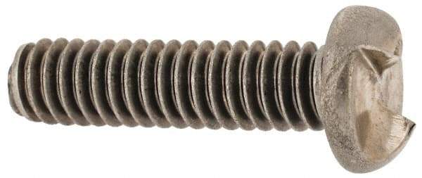 Made in USA - 1/4-20 UNC, 1" Length Under Head One Way Drive Machine Screw - Round Head, Grade 18-8 Stainless Steel, Uncoated, Without Washer - Eagle Tool & Supply
