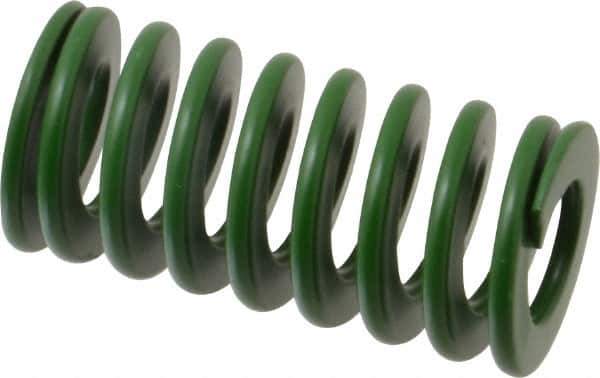 Associated Spring Raymond - 25mm Hole Diam, 12.5mm Rod Diam, 2" Free Length, Green Die Spring - 880 N Max Deflection, 20mm Max Deflection, Light Duty, Chromium Alloy Steel - Eagle Tool & Supply
