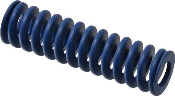 Associated Spring Raymond - 25mm Hole Diam, 12.5mm Rod Diam, 3-1/2" Free Length, Blue Die Spring - 1260.6 N Max Deflection, 33mm Max Deflection, Medium Duty, Chromium Alloy Steel - Eagle Tool & Supply