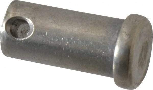 Made in USA - 1/2" Pin Diam, 1" OAL, Standard Clevis Pin - 5/32" Hole, 27/32" Usable Length, Uncoated Stainless Steel - Eagle Tool & Supply