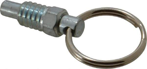 Gibraltar - 1/4-20, 0.31" Thread Length, 0.16" Plunger Diam, 0.19" Plunger Projection, 0.5 Lb Init to 2 Lb Final End Force, Steel Pull Ring Plunger - 0.31" Len Under Head, 0.44" Body Len, 3/4" Ring Diam, 0.62" Plunger Len, 1/4" Hex, 0.18" Head Height - Eagle Tool & Supply