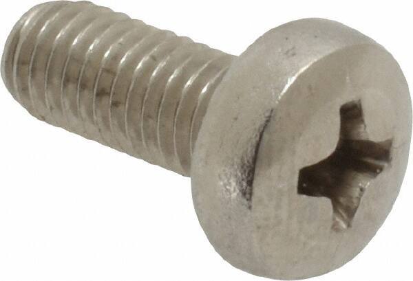 Value Collection - M5x0.80 Metric Coarse, 12mm Length Under Head Phillips Drive Machine Screw - Pan Head, Grade 18-8 Stainless Steel, Uncoated, Without Washer - Eagle Tool & Supply