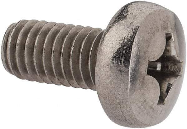 Value Collection - M6x1.00 Metric Coarse, 12mm Length Under Head Phillips Drive Machine Screw - Pan Head, Grade 18-8 Stainless Steel, Uncoated, Without Washer - Eagle Tool & Supply