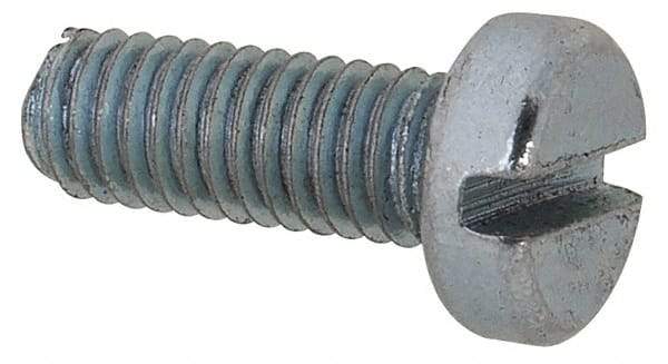 Value Collection - M3x0.50, 8mm Length Under Head Slotted Drive Machine Screw - Cheese Head, Grade 4.8 Steel, Zinc-Plated Finish, Without Washer - Eagle Tool & Supply