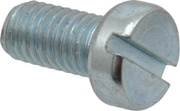 Value Collection - M5x0.80, 10mm Length Under Head Slotted Drive Machine Screw - Cheese Head, Grade 4.8 Steel, Zinc-Plated Finish, Without Washer - Eagle Tool & Supply