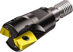 Sandvik Coromant - 3 Inserts, 1-1/4" Cut Diam, 0.3937" Max Depth of Cut, Indexable Square-Shoulder Face Mill - 90° Lead Angle, 1.693" High, R390-11.. Insert Compatibility, Through Coolant, Series CoroMill 390 - Eagle Tool & Supply