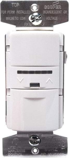 Cooper Wiring Devices - 1,000 Square Ft. Coverage, Infrared Vacancy Sensor Wall Switch - 600 at 120 V Incandescent, 600 at 120 V Fluorescent, 120 VAC, White - Eagle Tool & Supply
