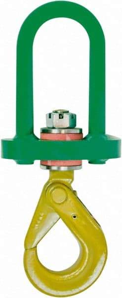 Machining & Welding - #5 Hook, 2 Ton Capacity, Alloy Steel Swivel Hoist Hook - 12-1/4" Long - Eagle Tool & Supply