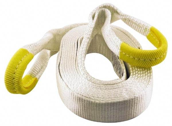 Erickson Manufacturing - 20' Long x 3" Wide, 27,000 Lb Basket Capacity, Polyester Web Sling - White, with Loop Ends - Eagle Tool & Supply