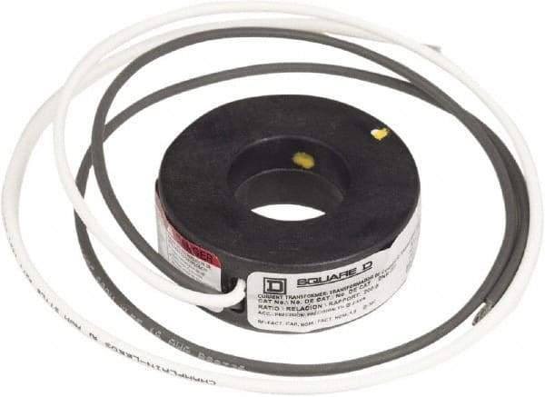 Square D - 200 Amp AC Input, 5 Amp AC Output, Panel Meter Current Transformer - Flying Lead Terminal, For Use with AC Ammeter - Eagle Tool & Supply