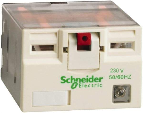 Schneider Electric - 3,750 VA Power Rating, Electromechanical Plug-in General Purpose Relay - 15 Amp at 250 VAC & 28 VDC, 4CO, 230 VAC - Eagle Tool & Supply