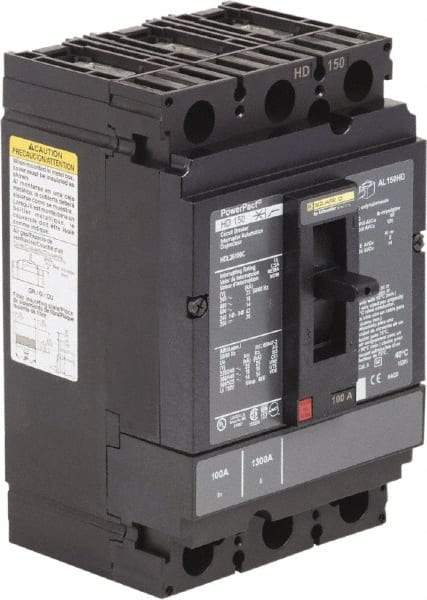 Square D - 100 Amp, 250 VDC, 600 VAC, 3 Pole, Panel Mount Molded Case Circuit Breaker - Thermal Magnetic Trip, Multiple Breaking Capacity Ratings, 14-3/0 AWG - Eagle Tool & Supply