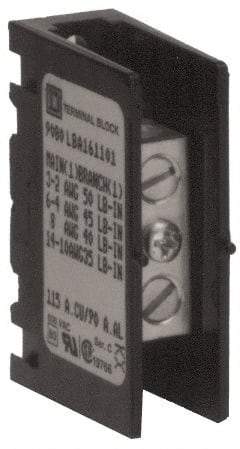 Square D - 1 Pole, 115 (Copper), 90 (Aluminium) Amp, Thermoplastic Power Distribution Block - 600 VAC, 1 Primary Connection - Eagle Tool & Supply