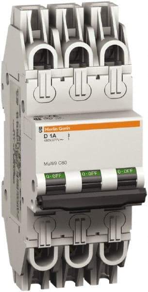 Schneider Electric - 10 Amp, 277 VAC, 3 Pole, Miniature Circuit Breaker - Thermal Magnetic Trip, 10 kA at 277 VAC Breaking Capacity, 74mm Deep x 141mm High x 54mm Wide - Eagle Tool & Supply