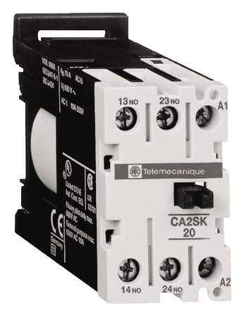 Schneider Electric - NC/NO, 277 VAC at 50/60 Hz Control Relay - DIN Rail Mount - Eagle Tool & Supply